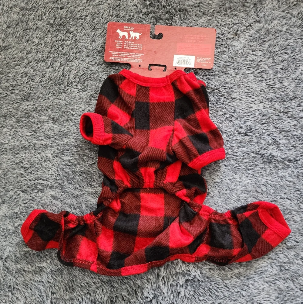 S Target Wondershop pet dog cat pajamas red & black plaid S up to 20lbs